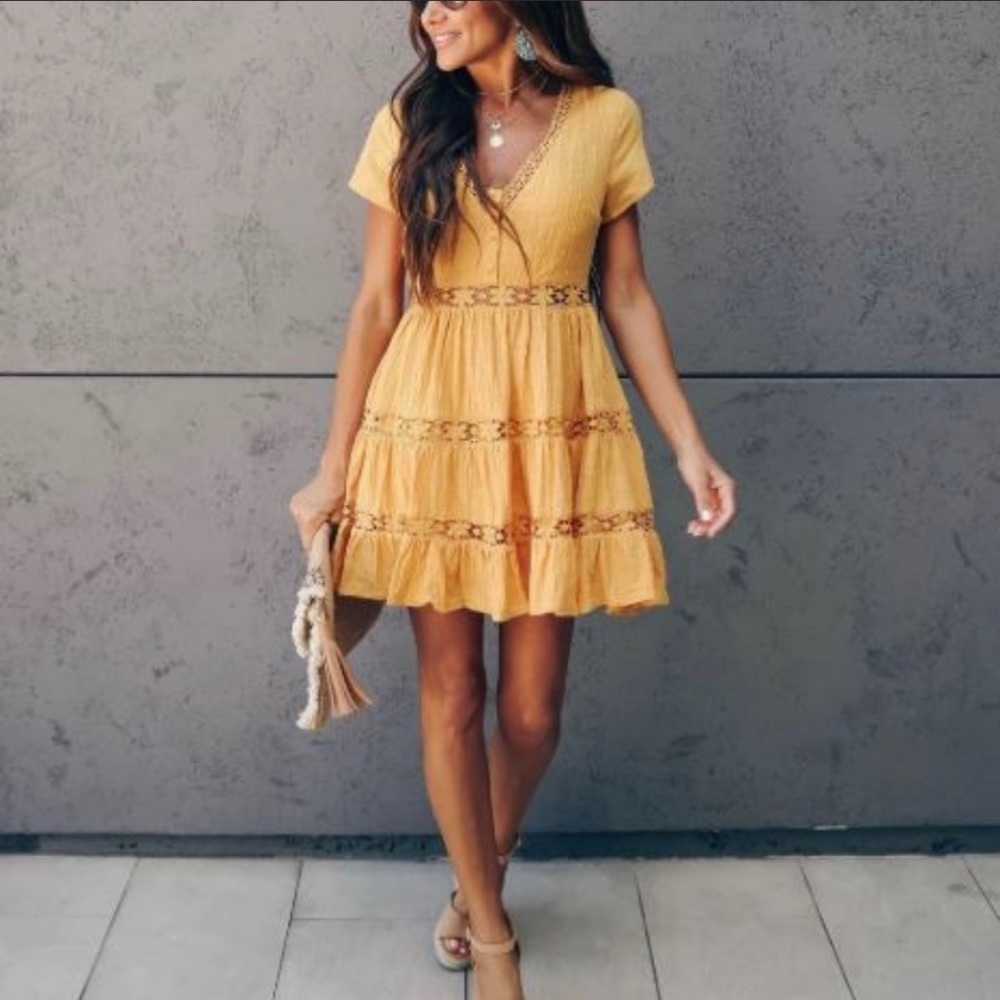 Vici Winnie Crochet Babydoll Dress